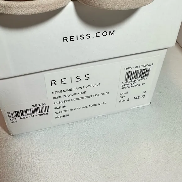 Reiss Eryn Suede Embellished Flat Nude Sandals casual classic stylish  chic
