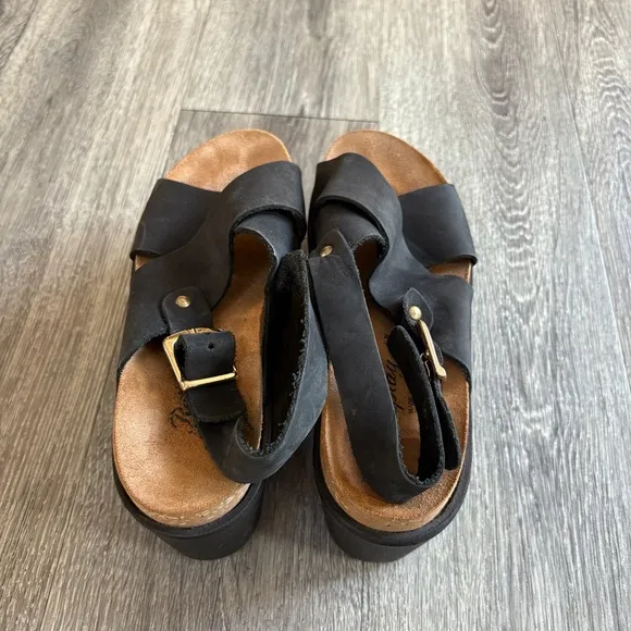Replay Black Leather Platform Sandals Made in Italy Size 36