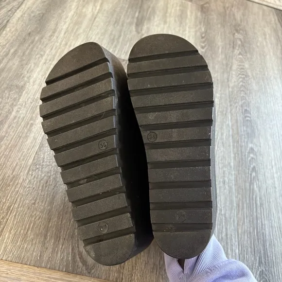 Replay Black Leather Platform Sandals Made in Italy Size 36