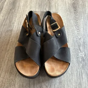 Replay Black Leather Platform Sandals Made in Italy Size 36