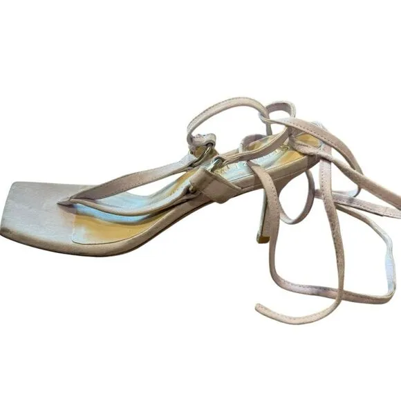 Revolve Stuart Weitzman Lalita 75 Goat Suede Leather Thong Tie Ankle Sandals