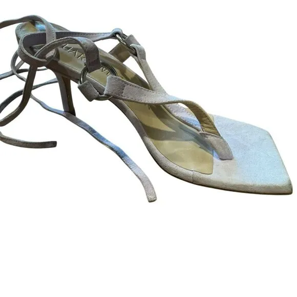 Revolve Stuart Weitzman Lalita 75 Goat Suede Leather Thong Tie Ankle Sandals