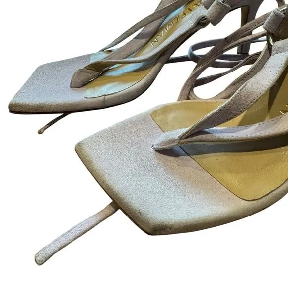 Revolve Stuart Weitzman Lalita 75 Goat Suede Leather Thong Tie Ankle Sandals