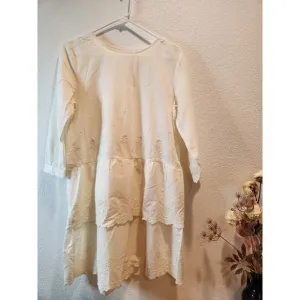 Revolve The Great the Dolly Eyelet Tiered Dress Embroidered Details Cream Size 2