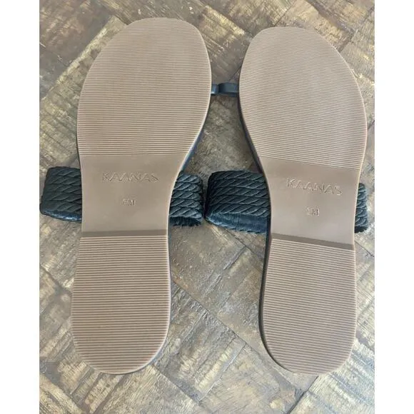 Revolve Women's KAANAS Black Banderas Toe Ring Sandals Size 6 New