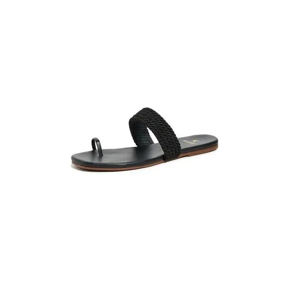 Revolve Women's KAANAS Black Banderas Toe Ring Sandals Size 6 New