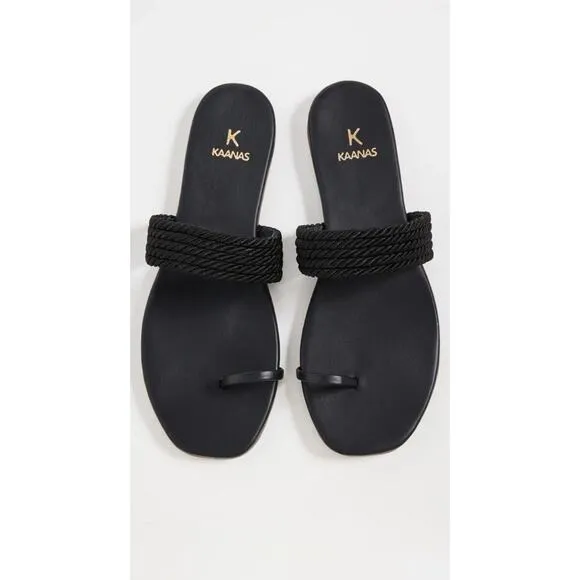 Revolve Women's KAANAS Black Banderas Toe Ring Sandals Size 6 New