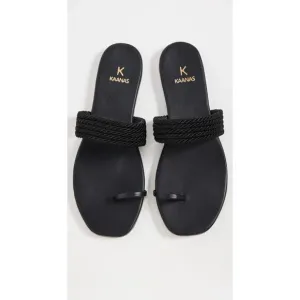 Revolve Women's KAANAS Black Banderas Toe Ring Sandals Size 6 New
