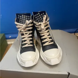 Rick Owens Black and White High-Top Sneakers