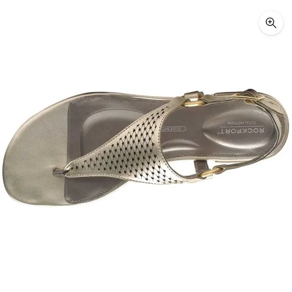 Rockport | Total Motion Zosia Thong Sandals In Gold Leather Size 7 NEW