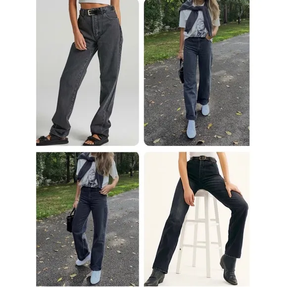 Rolla's Classic Straight High Rise Regular Fit Jeans in Vintage Black Size 27