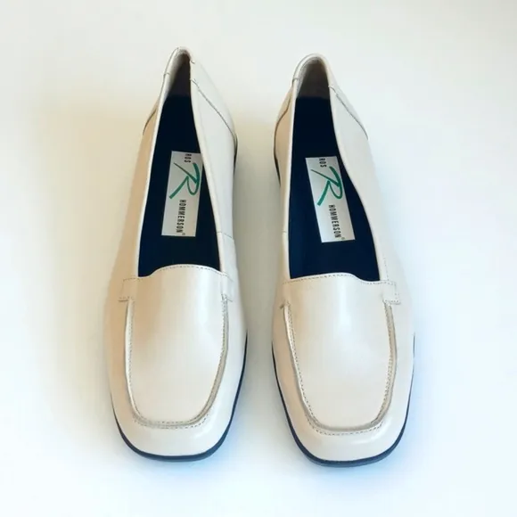 Ros Hommerson Cream Leather Slip On Loafers 7.5 (Beautiful &amp; Minimalist Style)