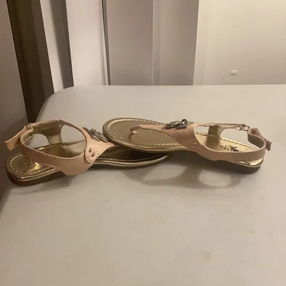 Rosalie 2 Rose Gold US Sz 1 Girls Michael Kors Glittery Thong Sandals