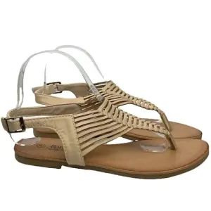 Rosegal womens sandals size 8 beige faux leather fish one t-strap thong