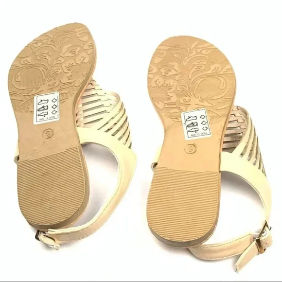 Rosegal womens sandals size 8 beige faux leather fish one t-strap thong