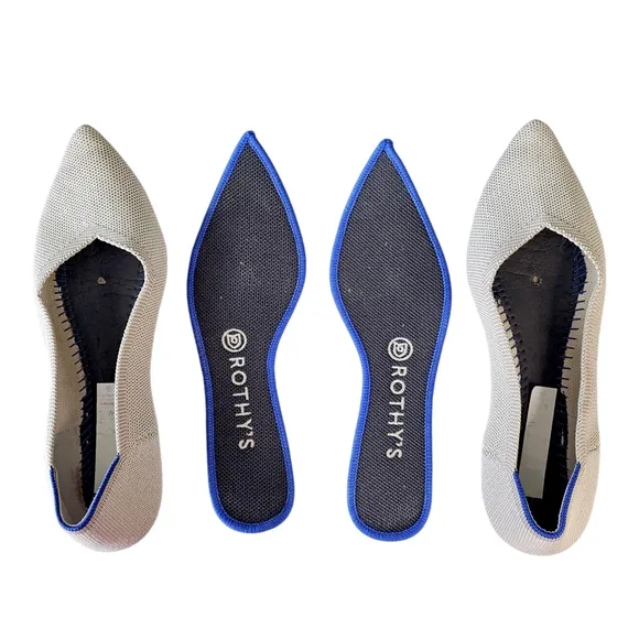 Rothy's &quot;The Point&quot; Light Grey Flax Birdseye Pointed Toe Flats in Size 8