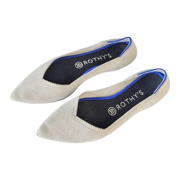 Rothy's &quot;The Point&quot; Light Grey Flax Birdseye Pointed Toe Flats in Size 8