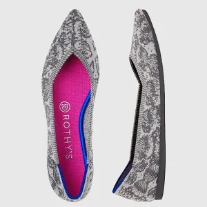 Rothy’s Ballet Flats The Point Stone Snake Grey Sz 8