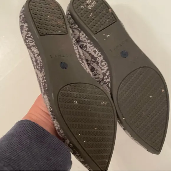 Rothy’s Ballet Flats The Point Stone Snake Grey Sz 8