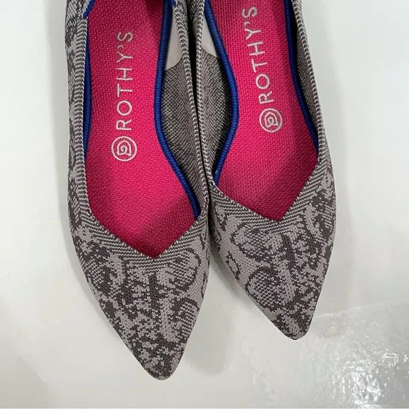 Rothy’s Ballet Flats The Point Stone Snake Grey Sz 8