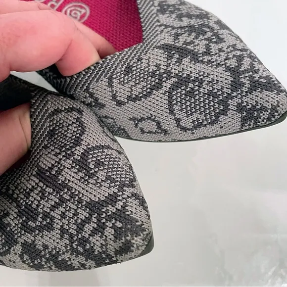 Rothy’s Ballet Flats The Point Stone Snake Grey Sz 8