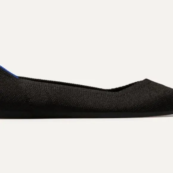 Rothy's Black The Point Toe Slip-On Flats 6W  Minimalist Balletcore Whimsigoth
