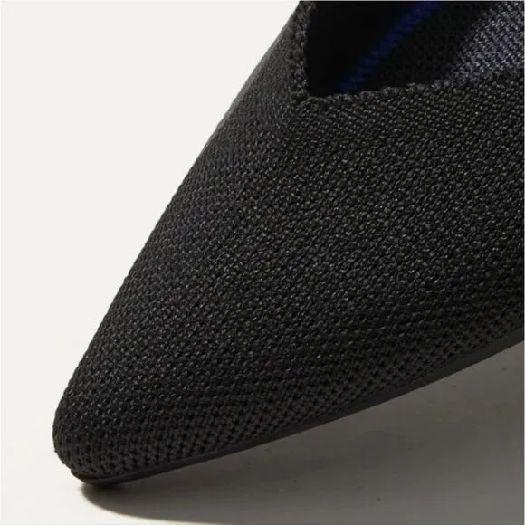 Rothy's Black The Point Toe Slip-On Flats 6W  Minimalist Balletcore Whimsigoth