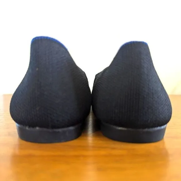 Rothy's Black The Point Toe Slip-On Flats 6W  Minimalist Balletcore Whimsigoth