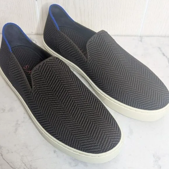 Rothy's brown herringbone design slip on loafers shoes size 8.5