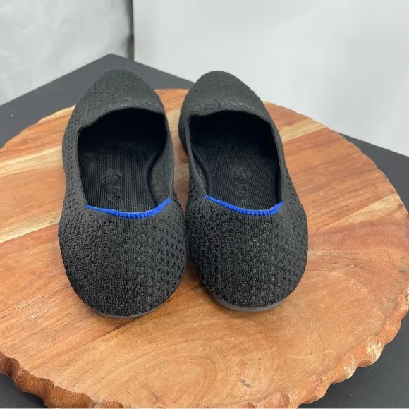 Rothy's Flat Honeycomb Loafers Black Fabric Textile Shoes Womens 10 Washable