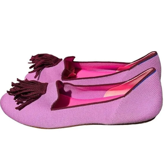 Rothys Flats 11.5 Pink Merino Tassel Loafer Limited Edition Wool Luxury Preppy