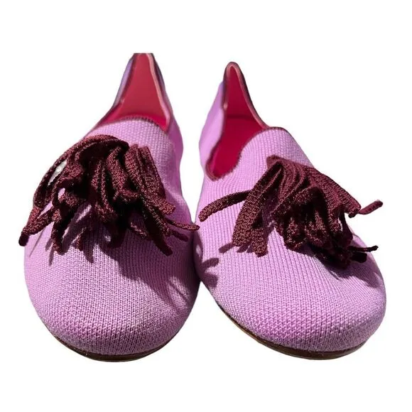 Rothys Flats 11.5 Pink Merino Tassel Loafer Limited Edition Wool Luxury Preppy
