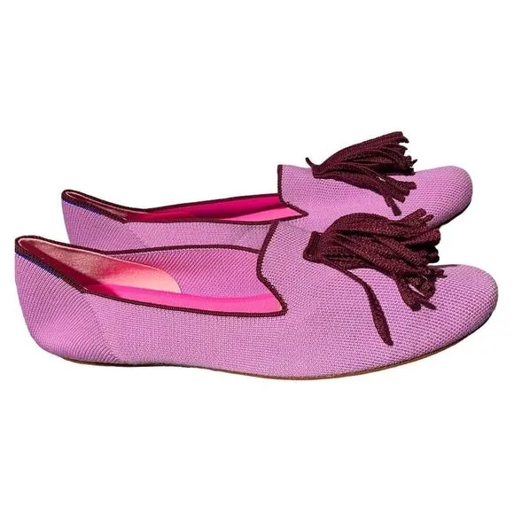 Rothys Flats 11.5 Pink Merino Tassel Loafer Limited Edition Wool Luxury Preppy