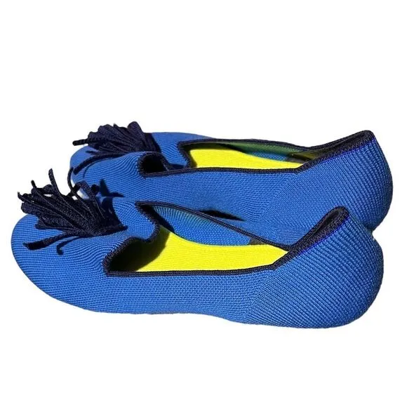 Rothys Flats 8.5 Blue Merino Tassel Loafer Limited Edition Wool Preppy Luxury