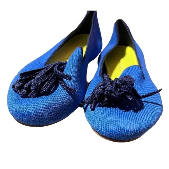 Rothys Flats 8.5 Blue Merino Tassel Loafer Limited Edition Wool Preppy Luxury