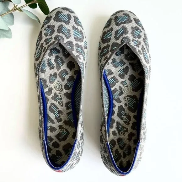 ROTHY'S Gray &amp; Blue Leopard Print Flats | Size 7 | Retired