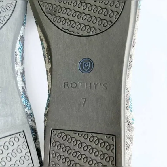 ROTHY'S Gray &amp; Blue Leopard Print Flats | Size 7 | Retired
