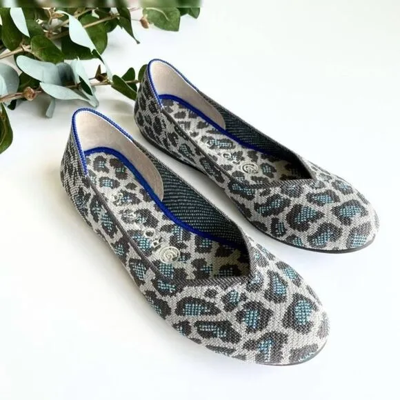 ROTHY'S Gray &amp; Blue Leopard Print Flats | Size 7 | Retired