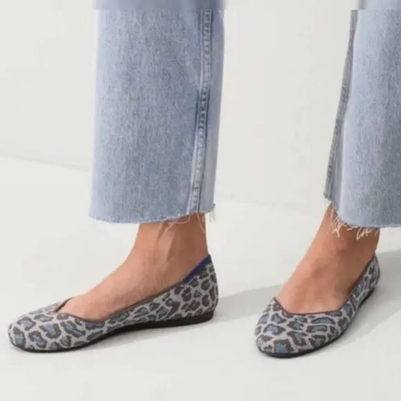 ROTHY'S Gray &amp; Blue Leopard Print Flats | Size 7 | Retired