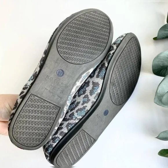ROTHY'S Gray &amp; Blue Leopard Print Flats | Size 7 | Retired