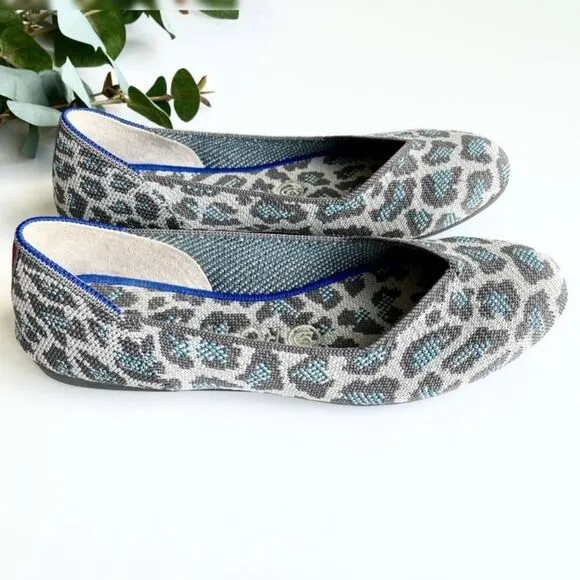 ROTHY'S Gray &amp; Blue Leopard Print Flats | Size 7 | Retired