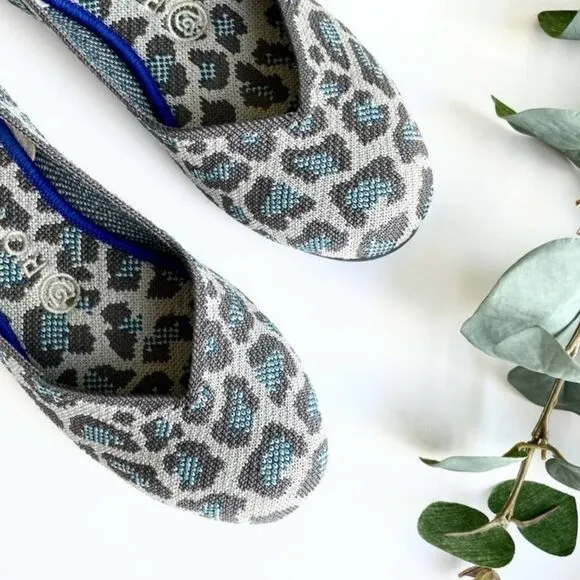 ROTHY'S Gray &amp; Blue Leopard Print Flats | Size 7 | Retired