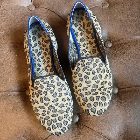 Rothy’s Mocha Spot Cheetah Leopard Animal Print The Loafer Slip On Flats, 8.5