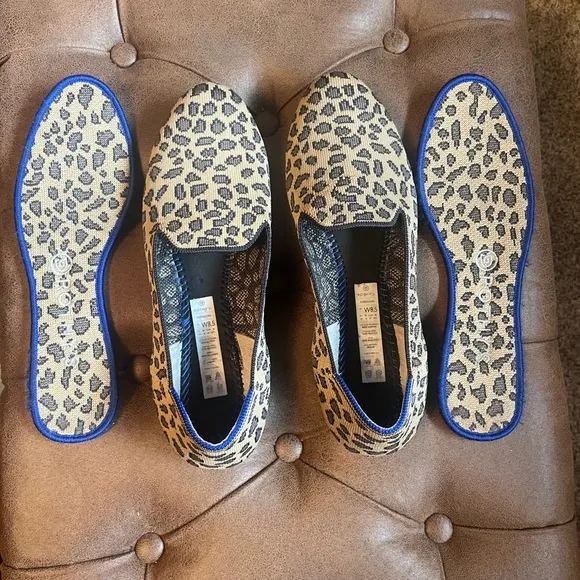 Rothy’s Mocha Spot Cheetah Leopard Animal Print The Loafer Slip On Flats, 8.5