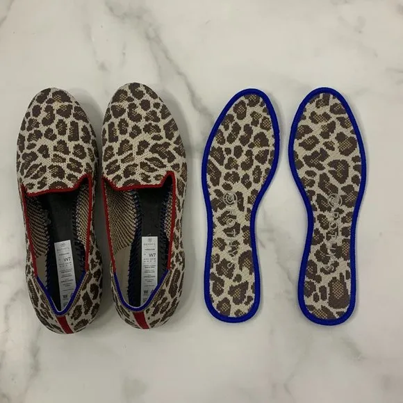 Rothys mocha spot leopard print slip-on loafers Size 7