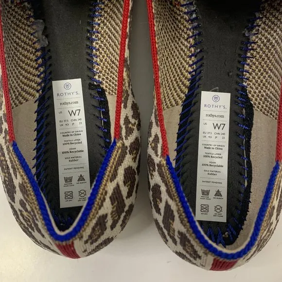 Rothys mocha spot leopard print slip-on loafers Size 7
