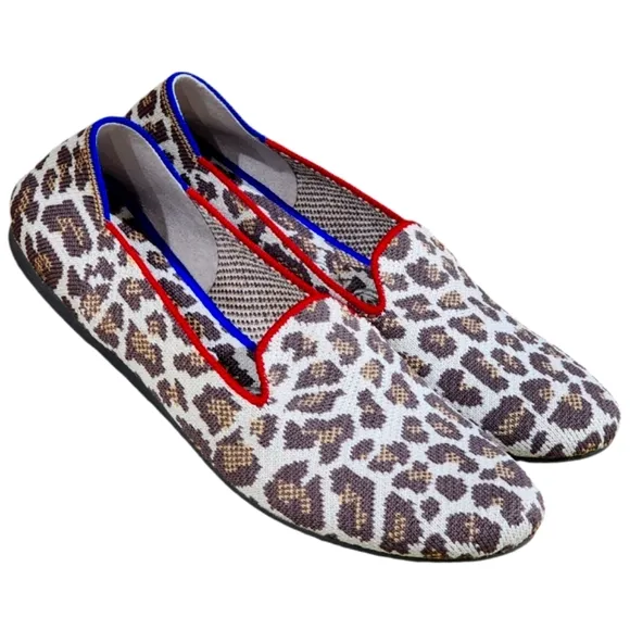 ROTHY'S New Mocha Spot Classic Flat   Loafers Leopard Cheetah Print Size W6.5