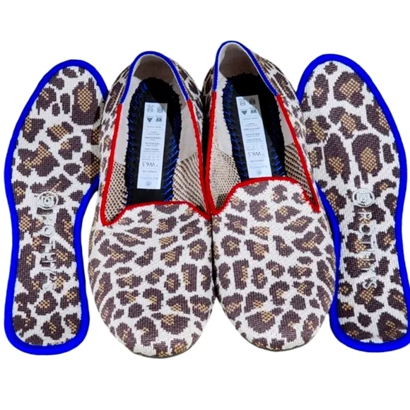 ROTHY'S New Mocha Spot Classic Flat   Loafers Leopard Cheetah Print Size W6.5