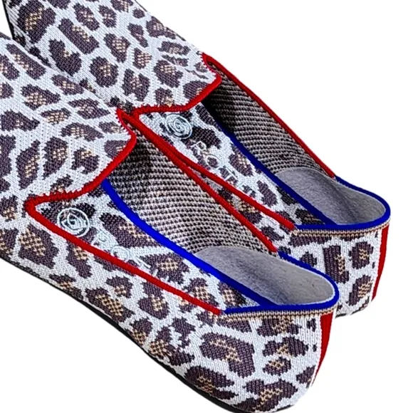ROTHY'S New Mocha Spot Classic Flat   Loafers Leopard Cheetah Print Size W6.5