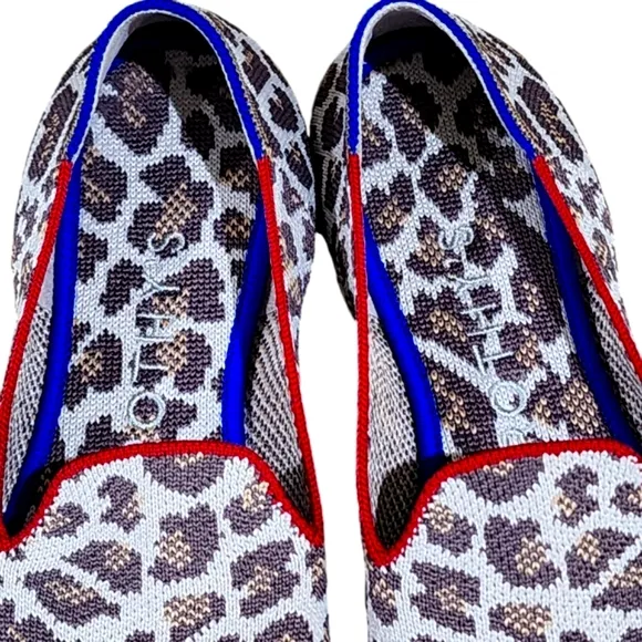 ROTHY'S New Mocha Spot Classic Flat   Loafers Leopard Cheetah Print Size W6.5
